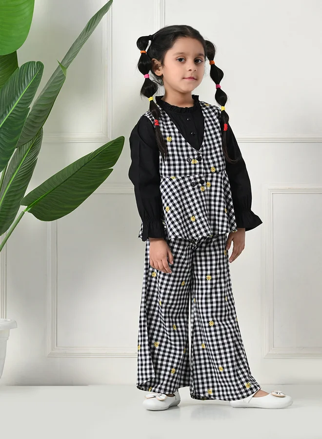 BELLA MODA Bella Moda Checked Print Long Sleeve Top and Pants Set