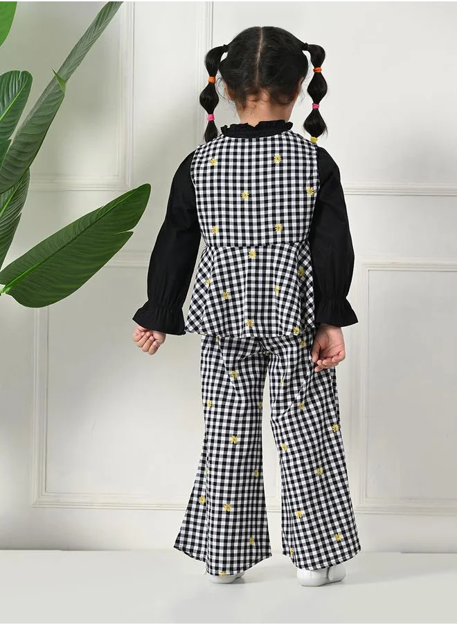 BELLA MODA Bella Moda Checked Print Long Sleeve Top and Pants Set