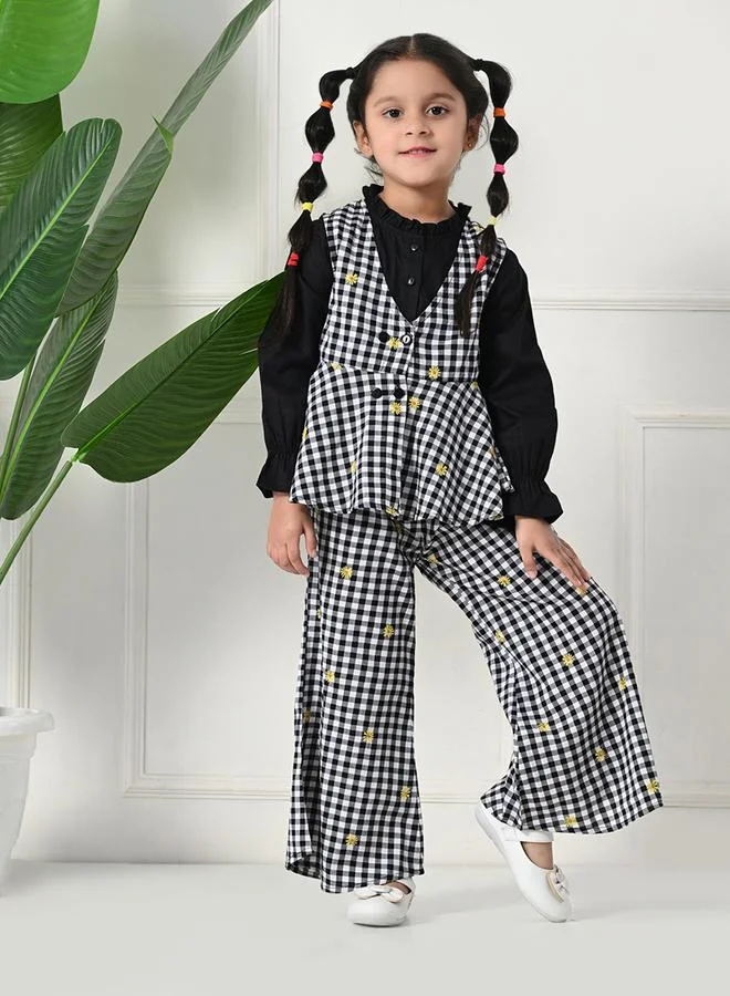 BELLA MODA Bella Moda Checked Print Long Sleeve Top and Pants Set