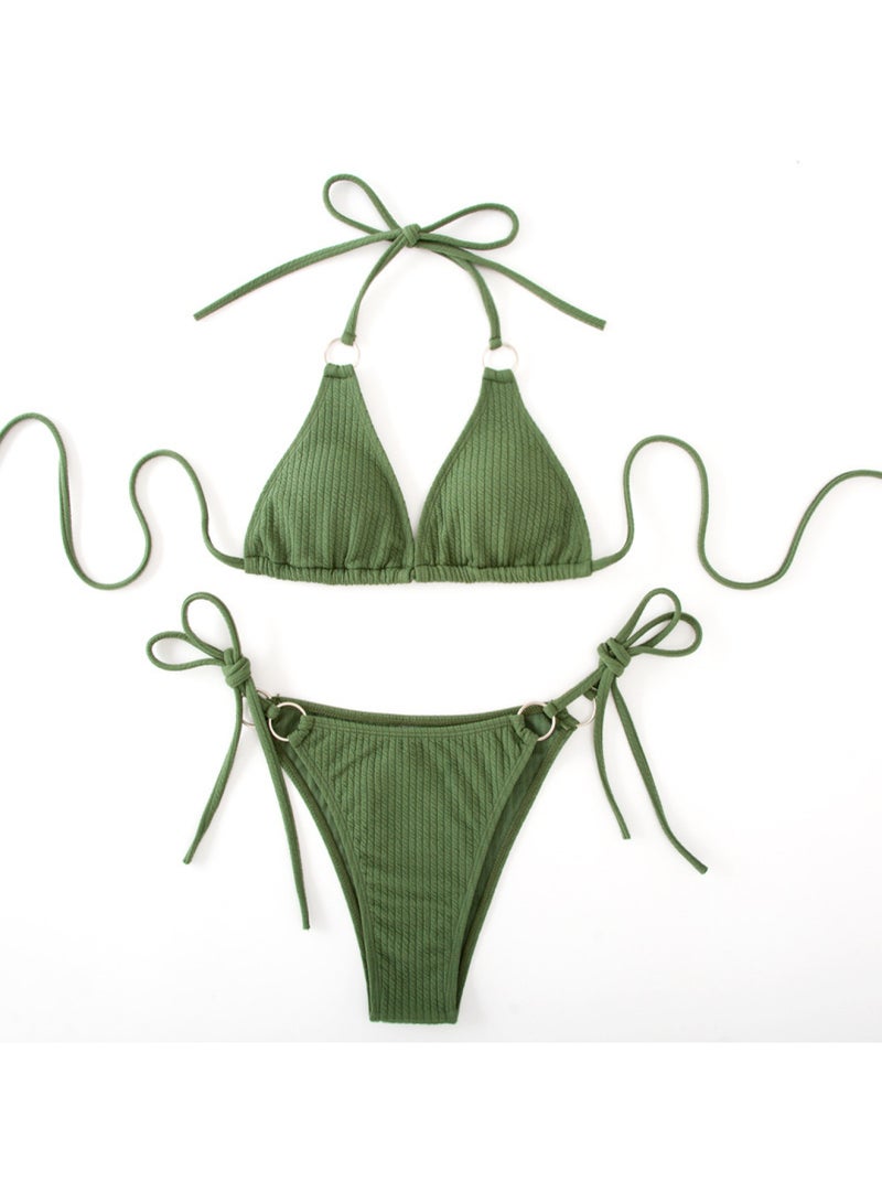 SCACTO Sexy Bikini Set Summer Side Tie Thong Bandage Style Swimsuit Womens Clothing 