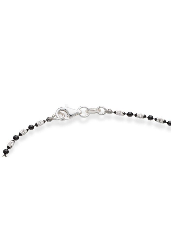 MiaBella - 925 Sterling Silver Diamondcut Oval And Round Bead Ball Chain Anklet Ankle Bracelet For Women Teen Girls Made In Italy (Blackrhodiumsilver Length 9 Inches (Xsmall)) - Image 1