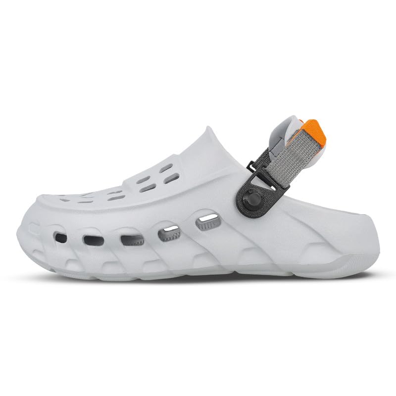 WALKAROO Men's Casual Stylish EVA Clogs with Adjustable Heel Strap WC8814 Light Grey - Image 4