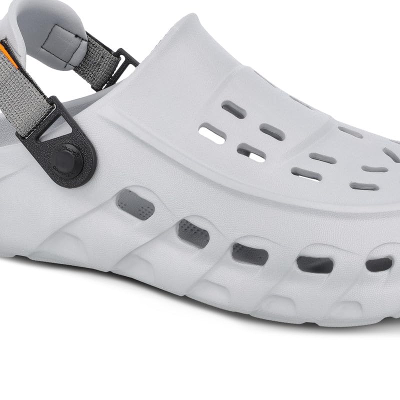 WALKAROO Men's Casual Stylish EVA Clogs with Adjustable Heel Strap WC8814 Light Grey - Image 5