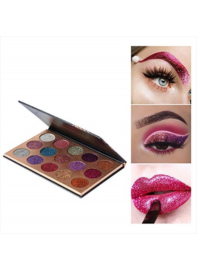 Bestland 15 Colors Glitter Eyeshadow Palette Shimmer Ultra Pigmented Makeup Eye Shadow Powder Long Lasting Waterproof Holiday Party Makeup (Colors A)  - Image 3