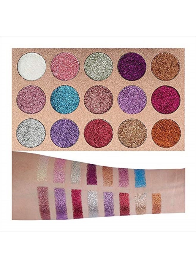 Bestland 15 Colors Glitter Eyeshadow Palette Shimmer Ultra Pigmented Makeup Eye Shadow Powder Long Lasting Waterproof Holiday Party Makeup (Colors A)  - Image 4