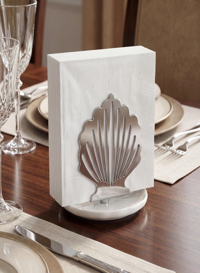 VROOMIUM Ceramic Napkin Holder for Table, Wipe-Clean and Non-Slip Base, Silver Decorative Napkin Standing Holders, Servilleteros para Mesas Elegantes - Image 5