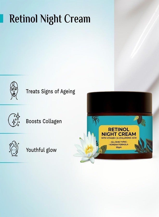 ROYALS RADIANCE Retinol Night Cream for Face | With Vitamin C & Hyaluronic Complex | Korean Formula Night Moisturizer for All Skin Types | Skin Smoothing & Glow Care (50_GM, Pack OF_1) - Image 3