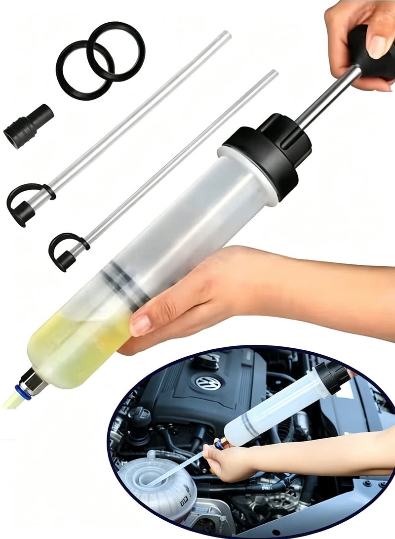 HPMY Automotive Fluid Extractor Pump, 500cc Manual Oil Change Syringe with Hose, Fluid Extractor for Car, Motorcycle & Boat Maintenance - White - Image 1