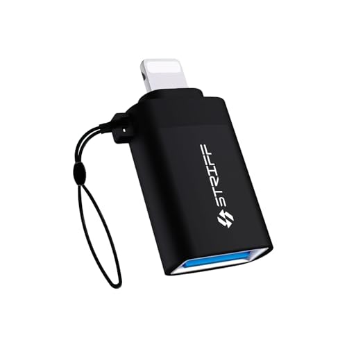 STRIFF iPhone OTG for iPhone/ipad, Lightning OTG Pendrive Adapter Compatible with iOS 13 and Later, USB Female Support Connect USB Flash Drive, Mobile Hard Drive Keyboard, Mouse (Black) - Image 1