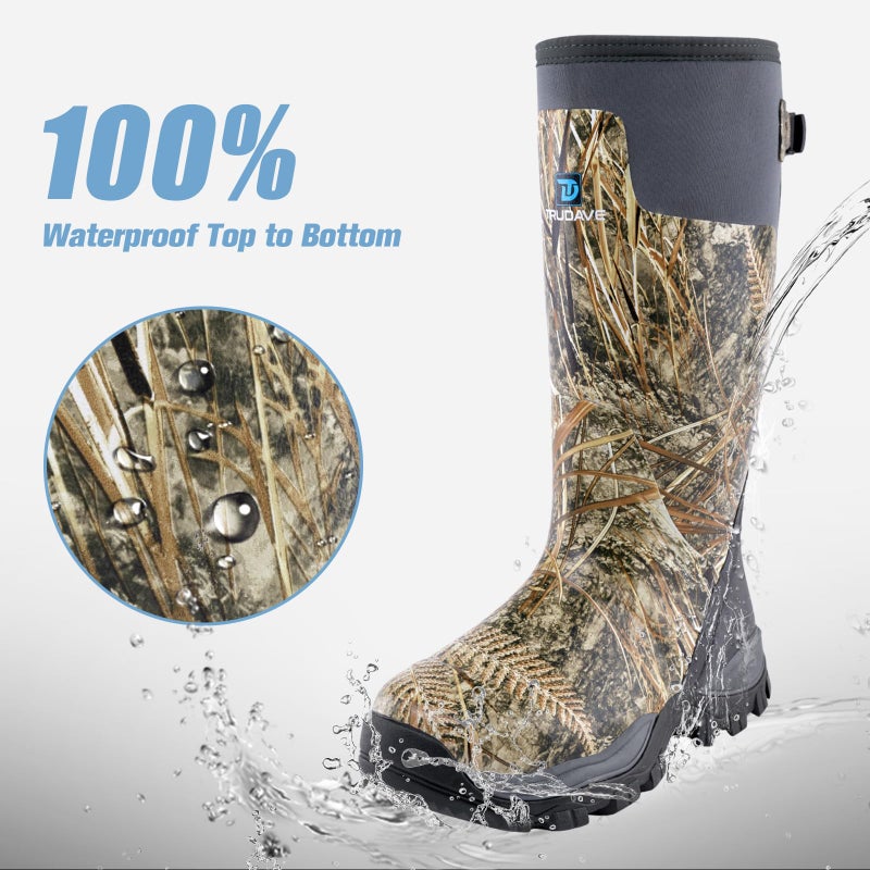 Trudave Hunting Boots for Men, Waterproof Rubber Boots with Steel Shank, 5mm Neoprene Camo Insulated Outdoor Hunting Boots, Real Reed, Size 7 - Image 3