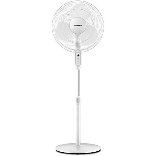 PELONIS 16 Pedestal Remote Control Oscillating Stand Up Fan 7Hour Timer 3Speed and Adjustable HeightElectric Cooling Fans for Home Office Bedroom Use