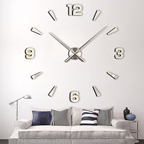 Timelike 3D Clock Hands, DIY Large Clock Hands Needles Wall Clocks 3D Home Art Decor Quartz Clock Mechanism Accessories (Silver) - Image 5