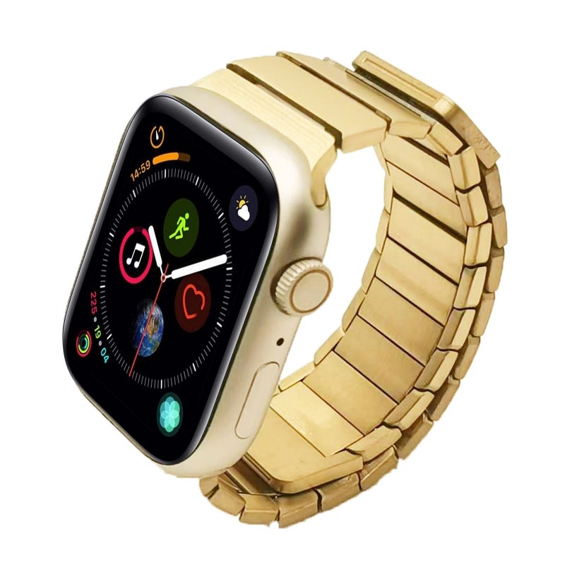 إيروريكس لساعة Apple Watch Series 4 مقاس 40 مم، سوار ساعة مغناطيسي من الفولاذ المقاوم للصدأ بخرز واحد (ذهبي) - Image 1