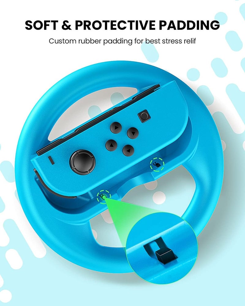 VOYEE Steering Wheel Compatible with Nintendo Switch Wheel, Family Use Accessories Compatible with Switch JoyCon Controllers, 2 Pack (Blue and Red) - Image 4