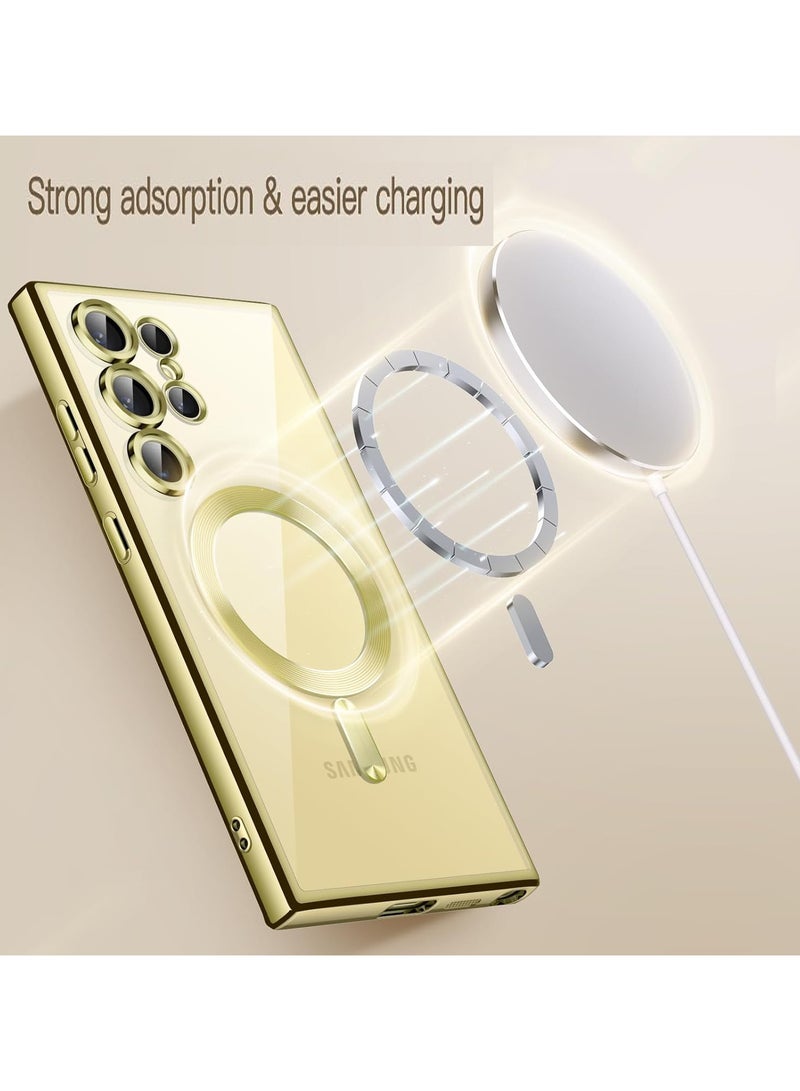Soft Clear Case for Samsung Galaxy S25 Ultra , Camera Lens Full Protection, Wireless Charging, Shockproof Electroplated TPU Phone Cover (Titanium Gold) - Image 3