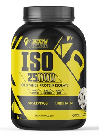Body Builder ISO 25000 - نكهة الكوكيز والكريمة - 4 رطل - 84 جم بروتين - تعزيز نمو العضلات وتعافيها - صفر دهون، صفر سكر، صفر كربوهيدرات - بروتين مصل اللبن المعزول الممتاز - pzsku/Z3B12865300EA09333E5EZ/45/_/1689755618/65003b5c-b75f-4f86-8646-c707dd5f23fb