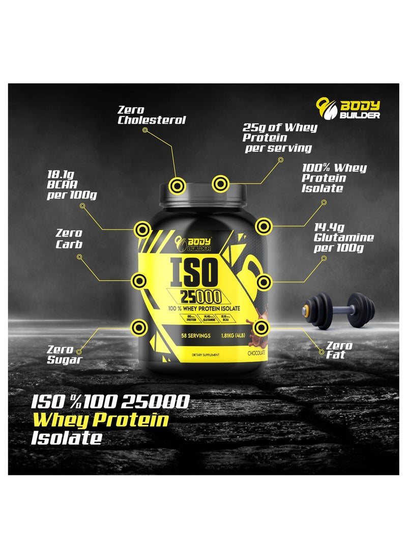 Body Builder Body Builder ISO 25000 - نكهة الكوكيز والكريمة - 4 رطل - 84 جم بروتين - تعزيز نمو العضلات وتعافيها - صفر دهون، صفر سكر، صفر كربوهيدرات - بروتين مصل اللبن المعزول الممتاز  - Image 2