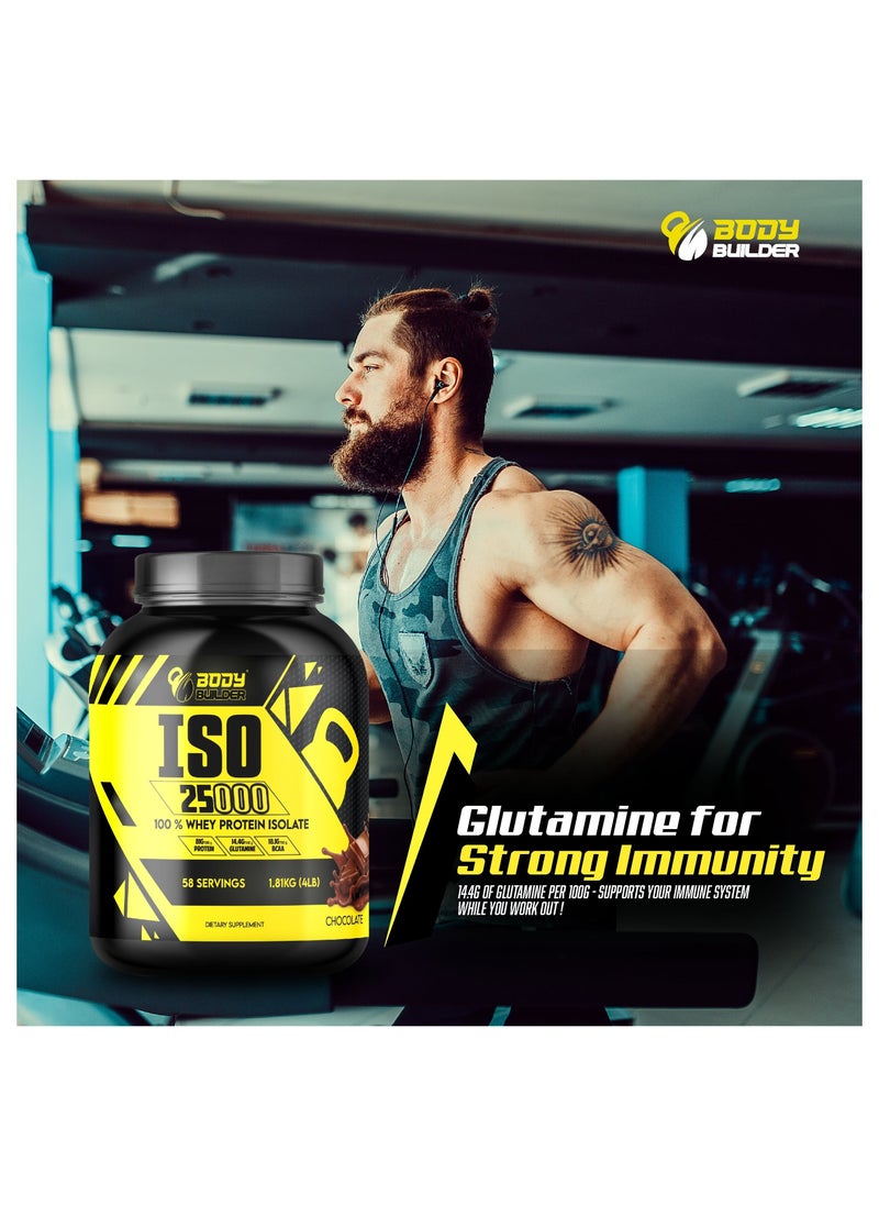 Body Builder Body Builder ISO 25000 - نكهة الكوكيز والكريمة - 4 رطل - 84 جم بروتين - تعزيز نمو العضلات وتعافيها - صفر دهون، صفر سكر، صفر كربوهيدرات - بروتين مصل اللبن المعزول الممتاز  - Image 5