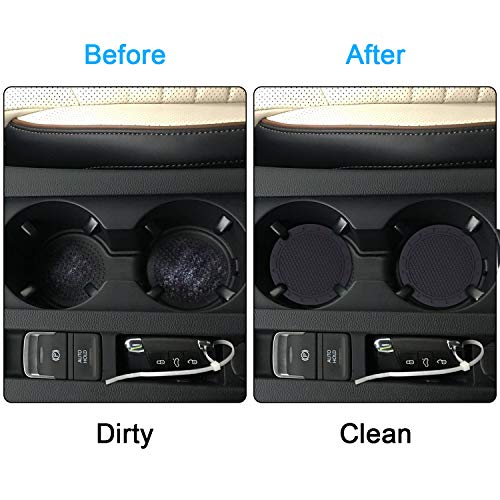 Wisdompro Car Coasters, Wisdompro 4 Pack PVC Car Cup Holder Insert Coaster - Anti Slip Universal Vehicle Interior Accessories Cup Mats for Women(2.75" Diameter, Black) - Image 4