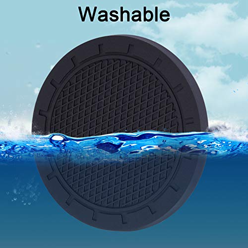 Wisdompro Car Coasters, Wisdompro 4 Pack PVC Car Cup Holder Insert Coaster - Anti Slip Universal Vehicle Interior Accessories Cup Mats for Women(2.75" Diameter, Black) - Image 5