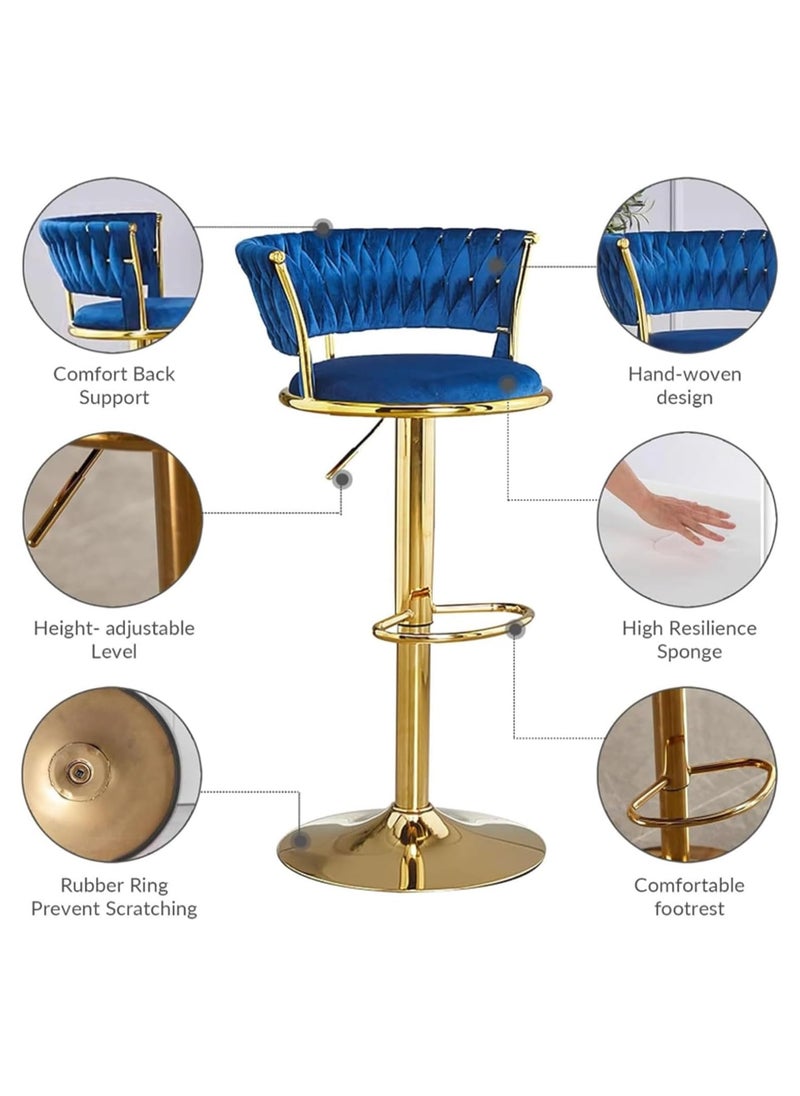 DubaiGallery - Bar Stools 360° Swivel Chair with Backrest, Modern Adjustable Counter Height Barstools, Premium Velvet Upholstered Bar Stool for Kitchen Pub, Café, Counter, Bar, Restaurant - Image 1