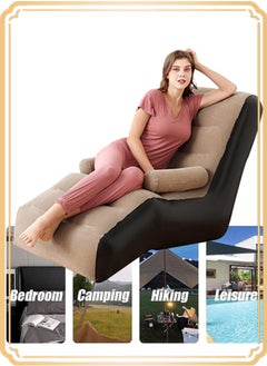 Inflatable Sofa Couch, Foldable Indoor Sofa Lounge Chair Sleeper Inflatable Lounger Air Sofa Chair Deck Chair for Bedroom Living Room Camping