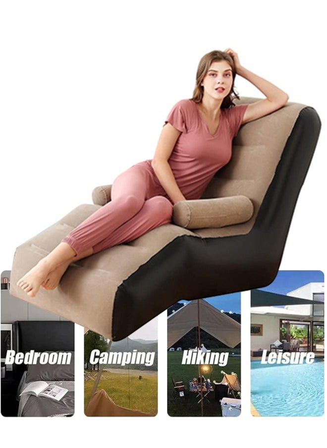 Generic - Inflatable Sofa Couch, Foldable Indoor Sofa Lounge Chair Sleeper Inflatable Lounger Air Sofa Chair Deck Chair for Bedroom Living Room Camping - Image 1