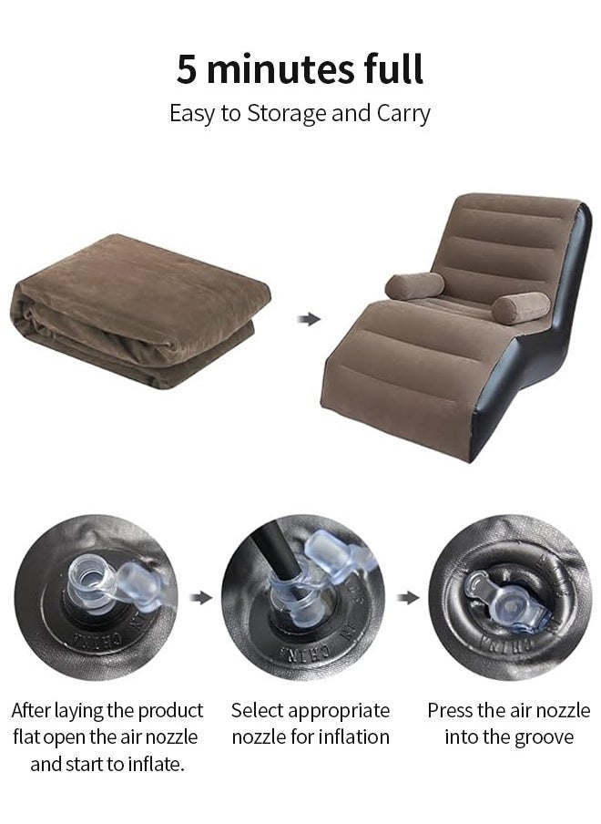 Generic - Inflatable Sofa Couch, Foldable Indoor Sofa Lounge Chair Sleeper Inflatable Lounger Air Sofa Chair Deck Chair for Bedroom Living Room Camping - Image 1