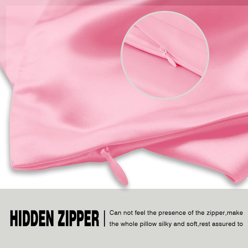 Suatien Silk Pillow Cases 2 Pack,Soft Breathable and Sliky Standard Size Pillow Cases Set of 2,Natural Mulberry Silk Pillowcase Set of 2 for Hair and Skin with Hidden Zipper (Pink,20"X 26",2pcs) - Image 4