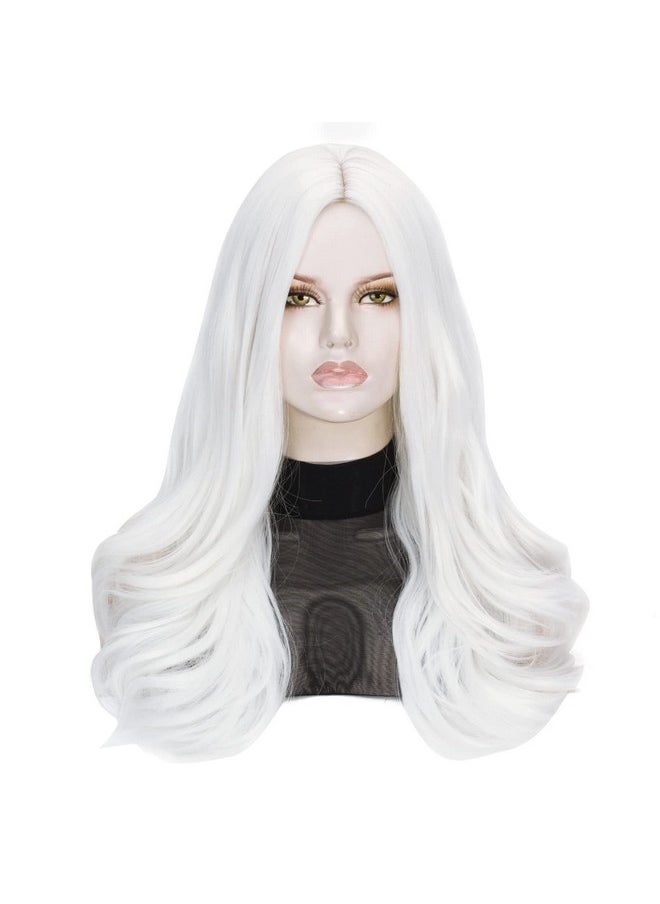 Coraline White Wig Long Wavy White Peluca Realistic Curly Synthetic White Daily Cosplay Halloween Costume Party Wig  - Image 1