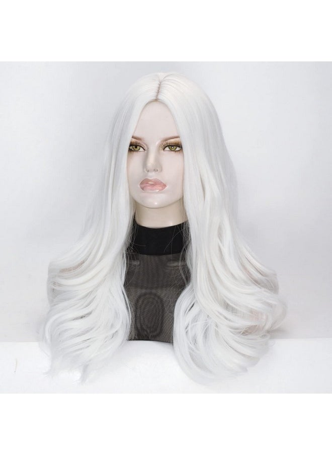 Coraline White Wig Long Wavy White Peluca Realistic Curly Synthetic White Daily Cosplay Halloween Costume Party Wig  - Image 4