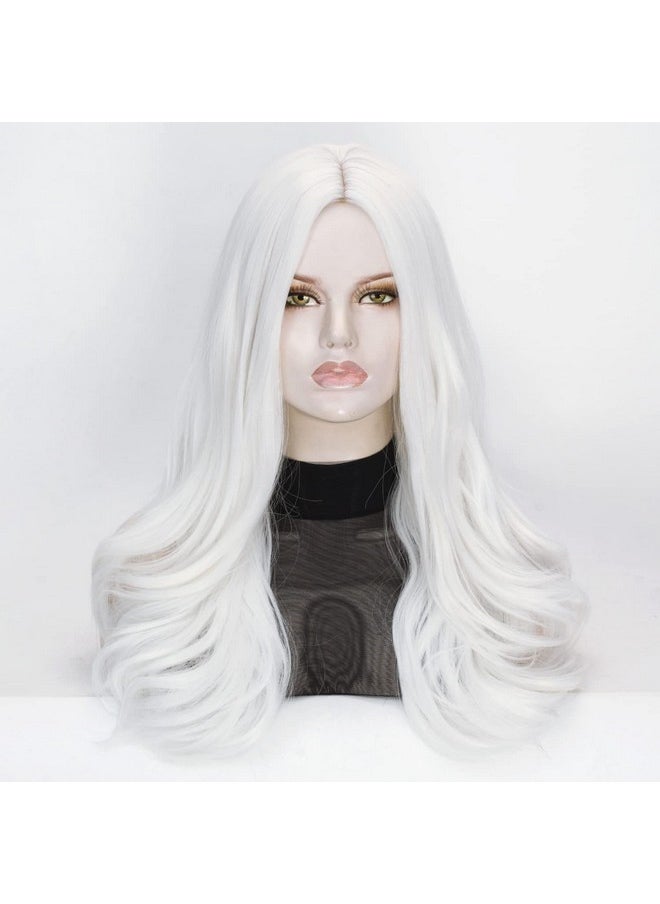 Coraline White Wig Long Wavy White Peluca Realistic Curly Synthetic White Daily Cosplay Halloween Costume Party Wig  - Image 5