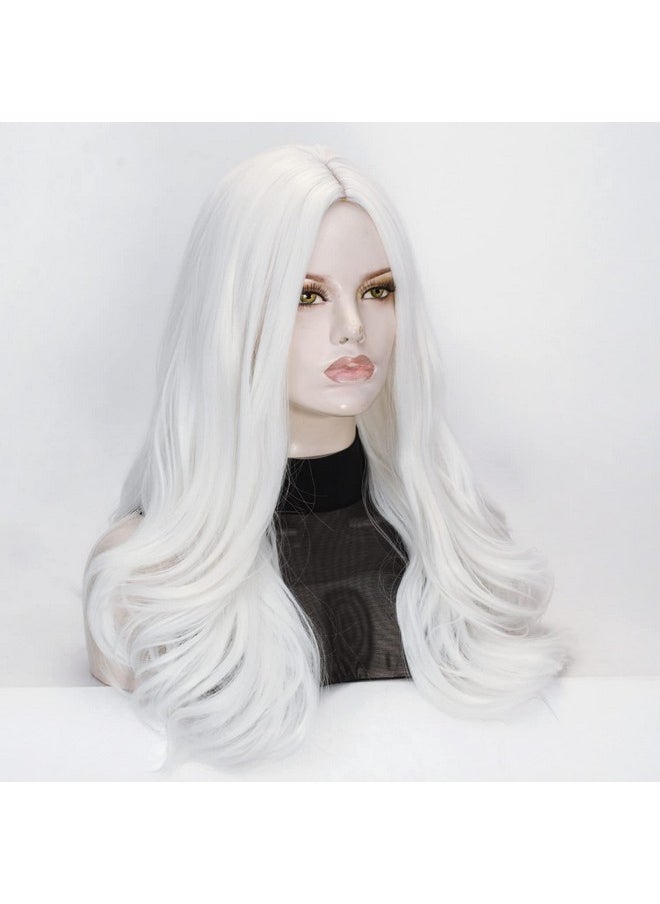 Coraline White Wig Long Wavy White Peluca Realistic Curly Synthetic White Daily Cosplay Halloween Costume Party Wig  - Image 3
