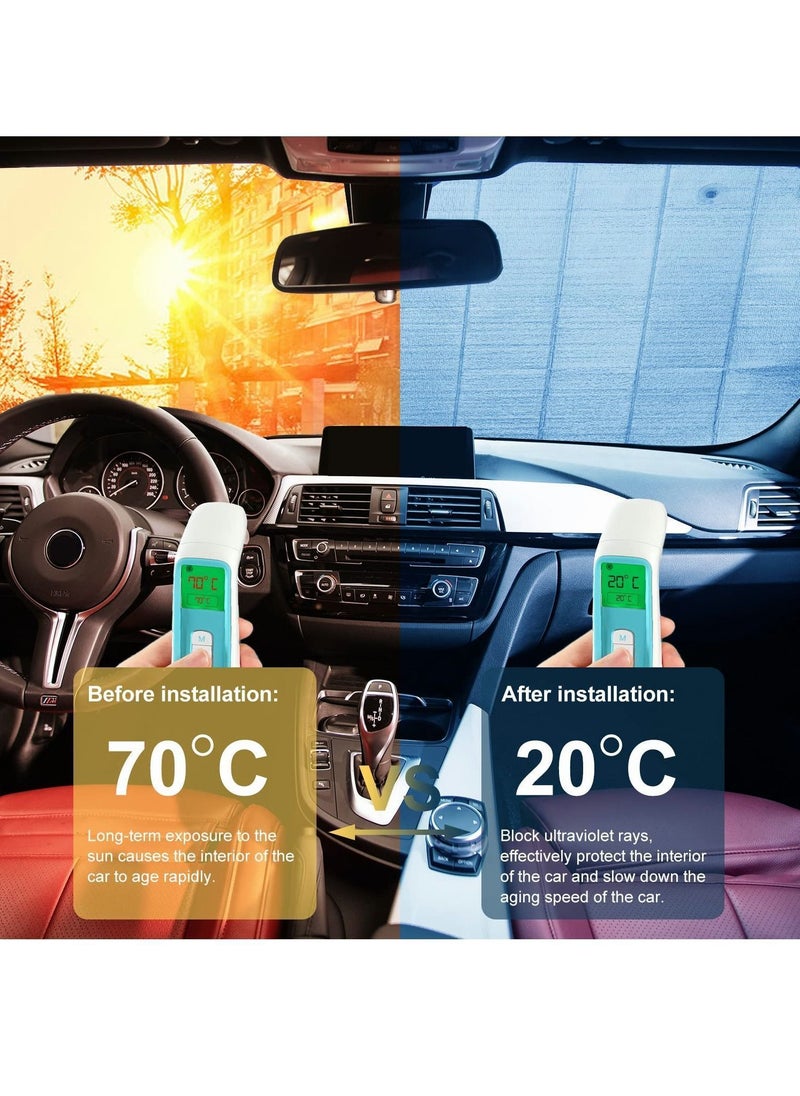 Y&D Car Windshield Sunshade, Accordion Foldable Front Sun Shade 5-Layer UV Protection Auto Visor Cover Iridescent Bling Heat Reflector  - Image 5