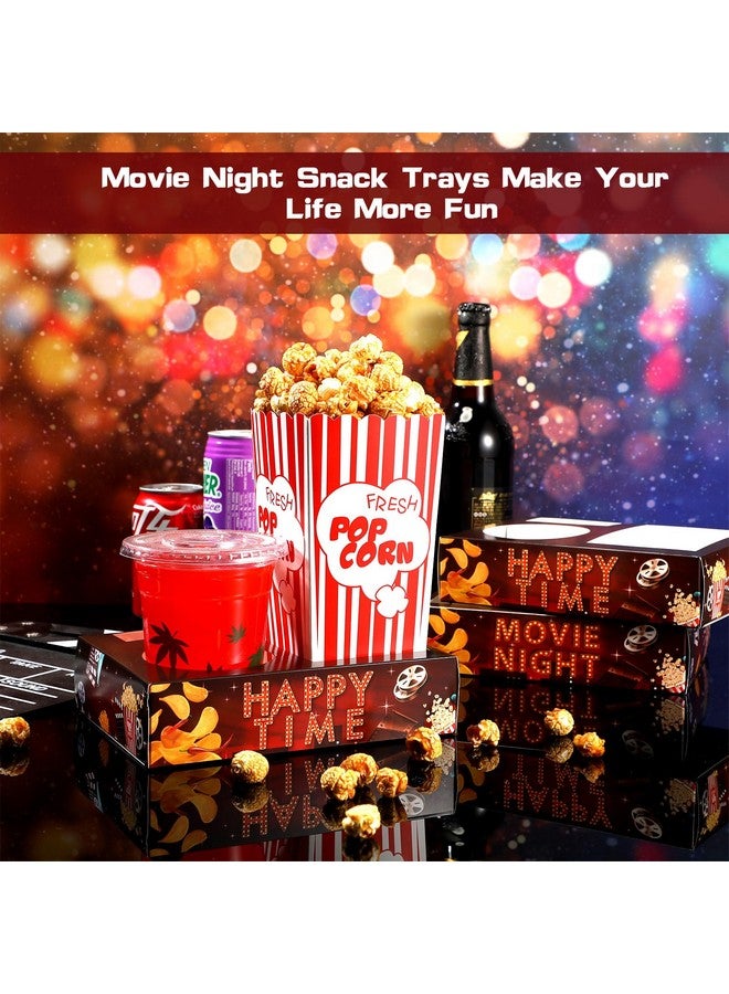 Faccito 36 Pcs Movie Night Snack Trays Movie Theater Snack Boxes Night Supply Disposable Paper Holder Tray for Popcorn Food Candy Drink Party 8 x 6 Inch(Dark Red,Retro Style) - Image 4
