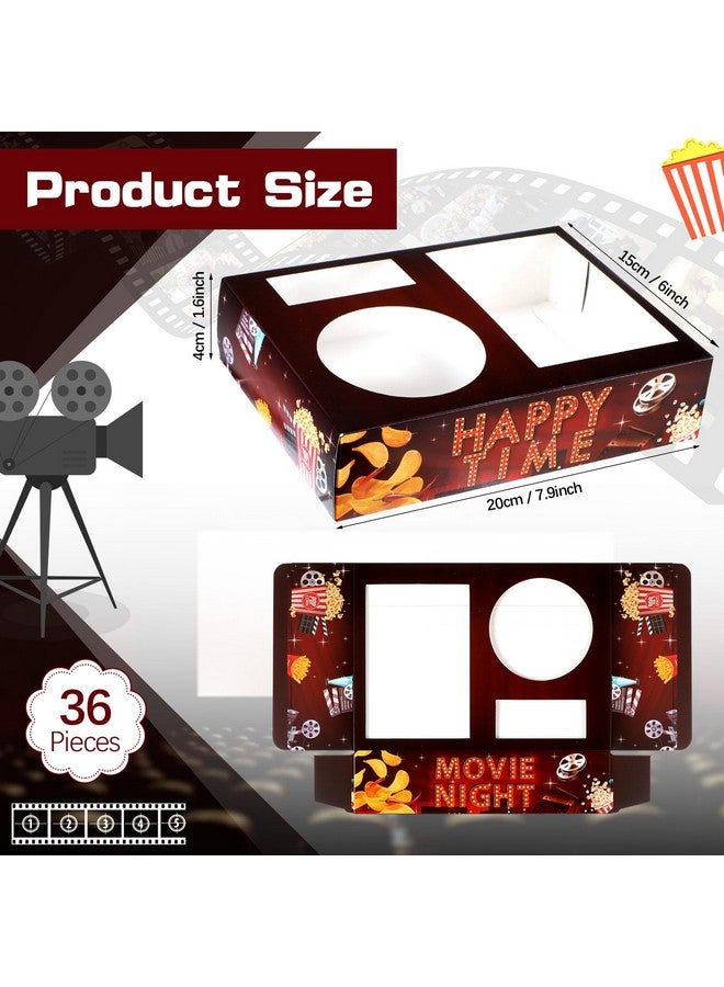 Faccito 36 Pcs Movie Night Snack Trays Movie Theater Snack Boxes Night Supply Disposable Paper Holder Tray for Popcorn Food Candy Drink Party 8 x 6 Inch(Dark Red,Retro Style) - Image 2