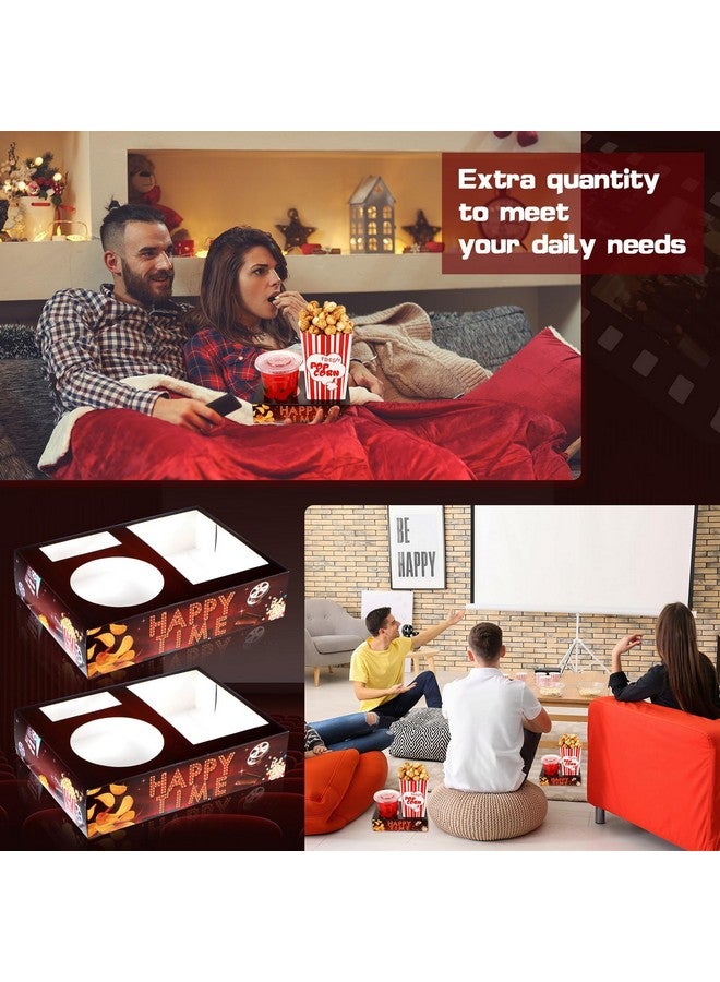 Faccito 36 Pcs Movie Night Snack Trays Movie Theater Snack Boxes Night Supply Disposable Paper Holder Tray for Popcorn Food Candy Drink Party 8 x 6 Inch(Dark Red,Retro Style) - Image 3