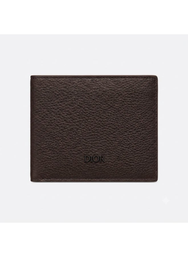 Dior Men's Coffee Brown Textured Bifold Wallet
