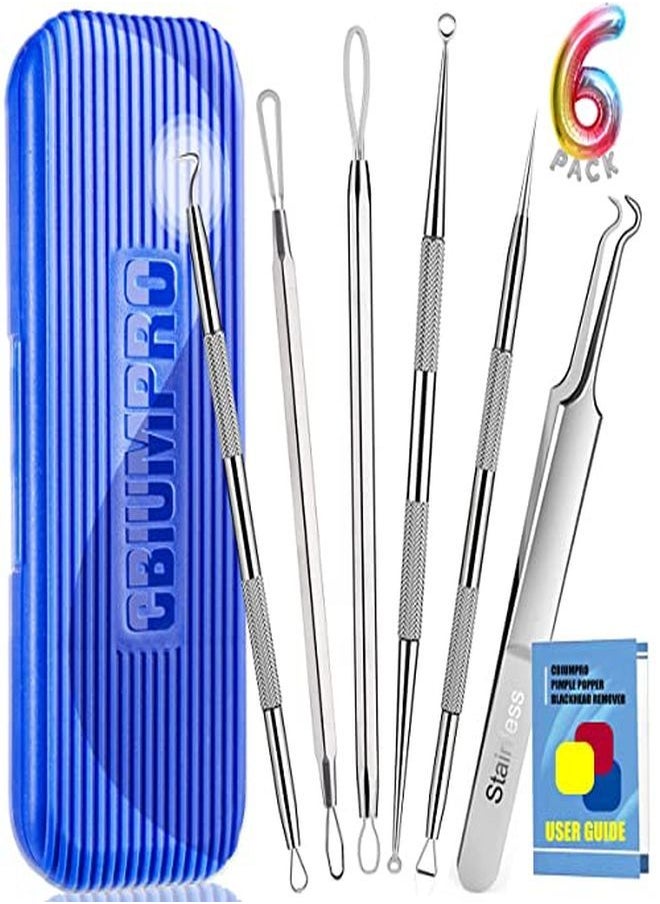 Cbiumpro - Blackhead Remover Pimple Popper Tool Kit, 6 Pack Professional Comedones Extractor Acne Removal Kit For Blemishs, Whitehead Popping, Zit Removing For Nose Face - With Organized Case - Image 1