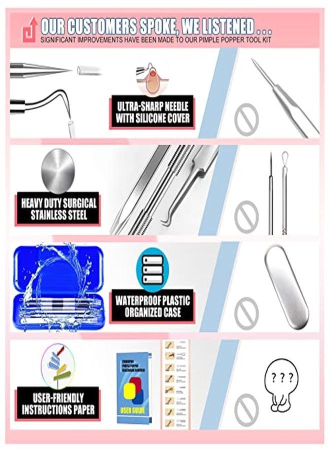 Cbiumpro - Blackhead Remover Pimple Popper Tool Kit, 6 Pack Professional Comedones Extractor Acne Removal Kit For Blemishs, Whitehead Popping, Zit Removing For Nose Face - With Organized Case - Image 1