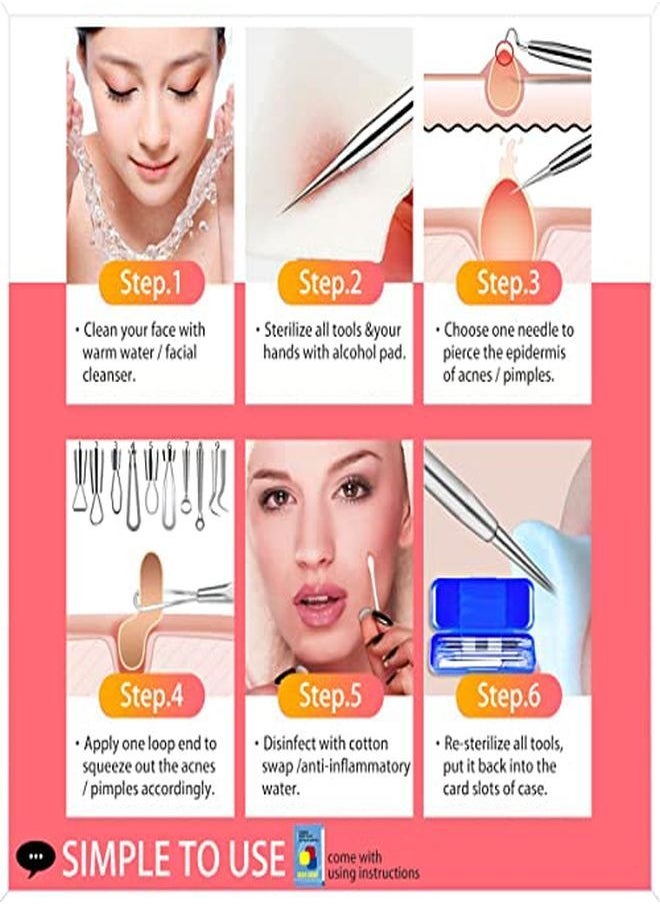 Cbiumpro - Blackhead Remover Pimple Popper Tool Kit, 6 Pack Professional Comedones Extractor Acne Removal Kit For Blemishs, Whitehead Popping, Zit Removing For Nose Face - With Organized Case - Image 1