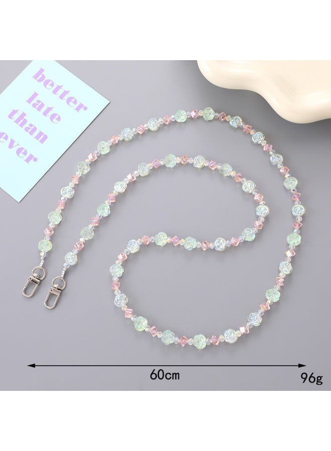 NIBEMINENT Super Cute Beaded Phone Charm – Trendy Phone Chain Wrist Strap, Shining Beads Chain Lanyard for Cell Phone
