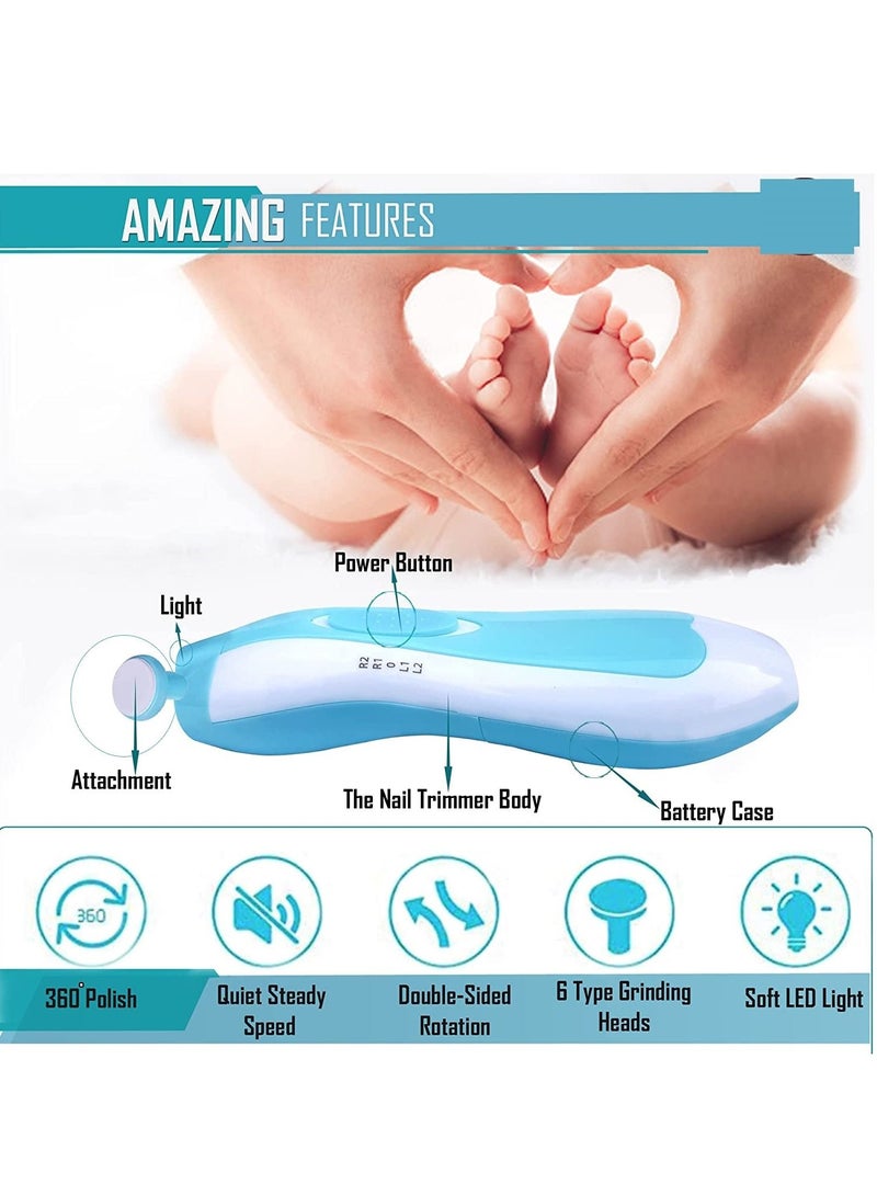 Baby Nail File Grinder Set Safe Nail Trimmer Kit for Kids Safe & Amp Effective Baby Manicure Tools Blue - Image 1