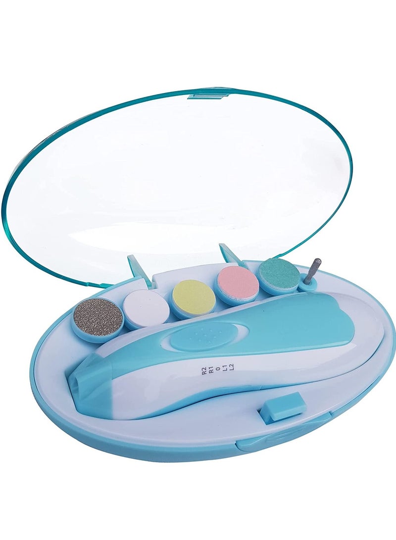 Baby Nail File Grinder Set Safe Nail Trimmer Kit for Kids Safe & Amp Effective Baby Manicure Tools Blue - Image 2