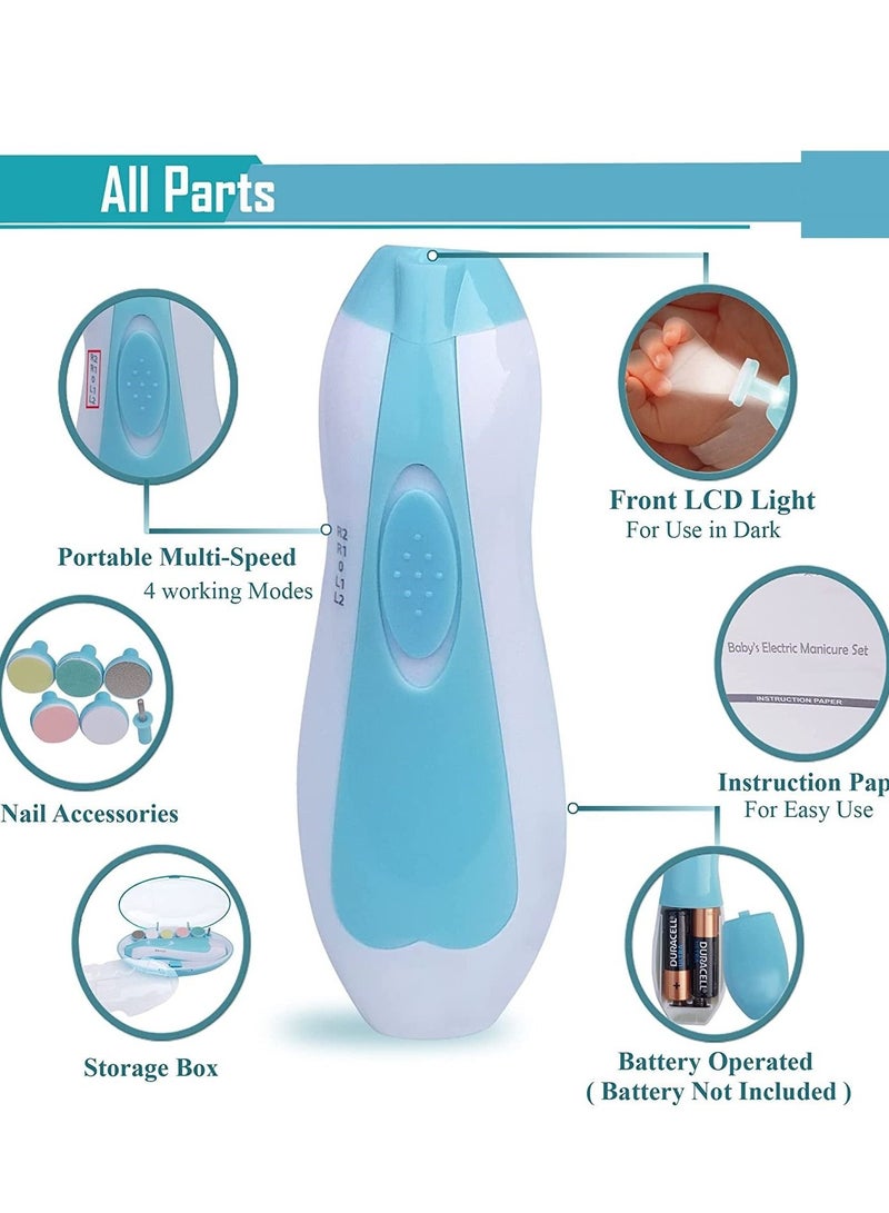 Baby Nail File Grinder Set Safe Nail Trimmer Kit for Kids Safe & Amp Effective Baby Manicure Tools Blue - Image 5