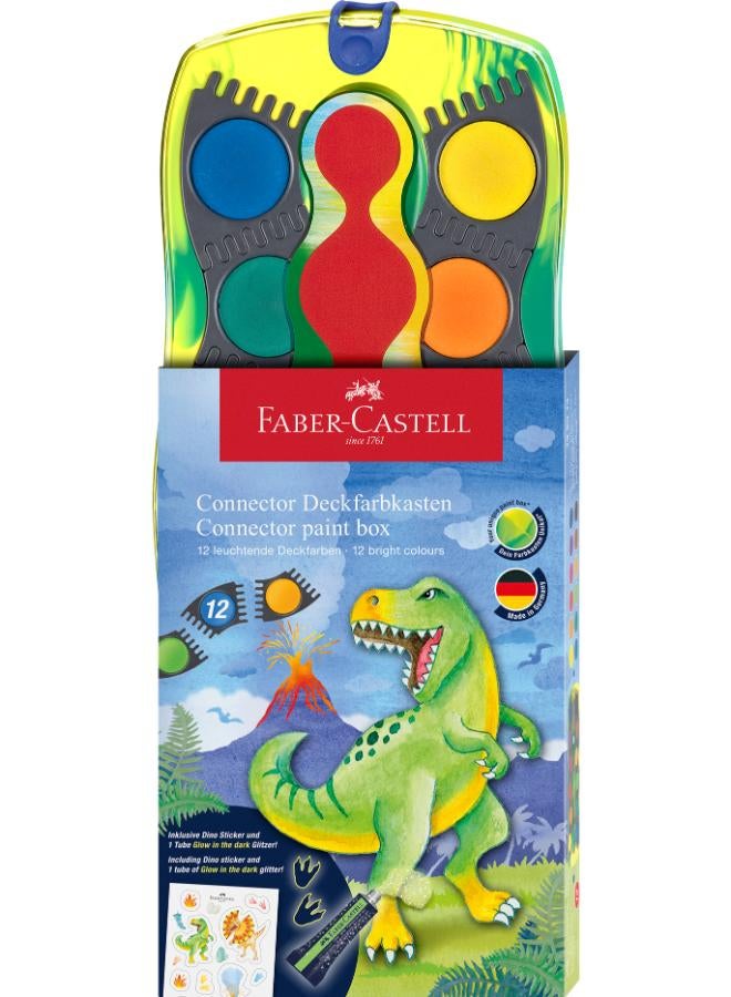 FABER-CASTELL Connector Paint Box 12 Colours Set - Dinosor Design - Image 1