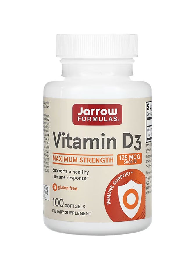 jarrow formulas Vitamin D3 Maximum Strength 125 mcg (5000 IU) 100 Softgels - Image 3