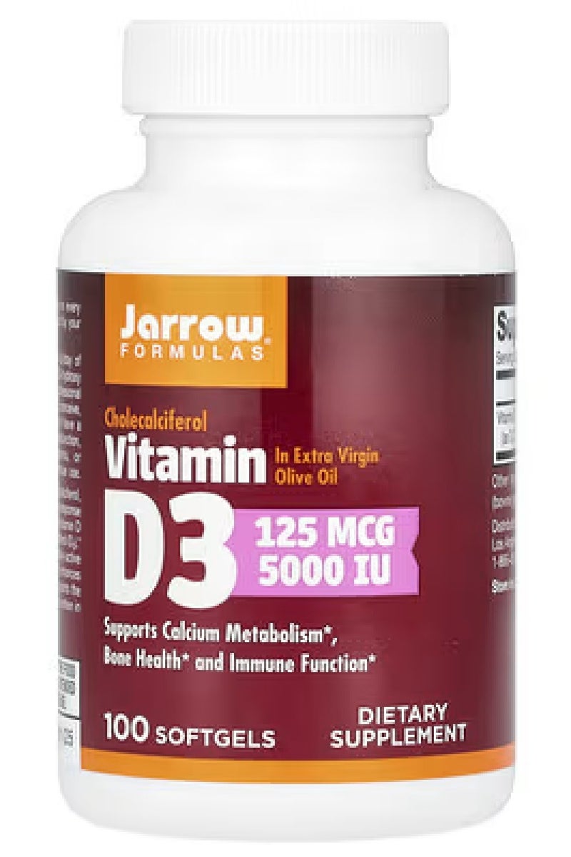jarrow formulas Vitamin D3 Maximum Strength 125 mcg (5000 IU) 100 Softgels - Image 1