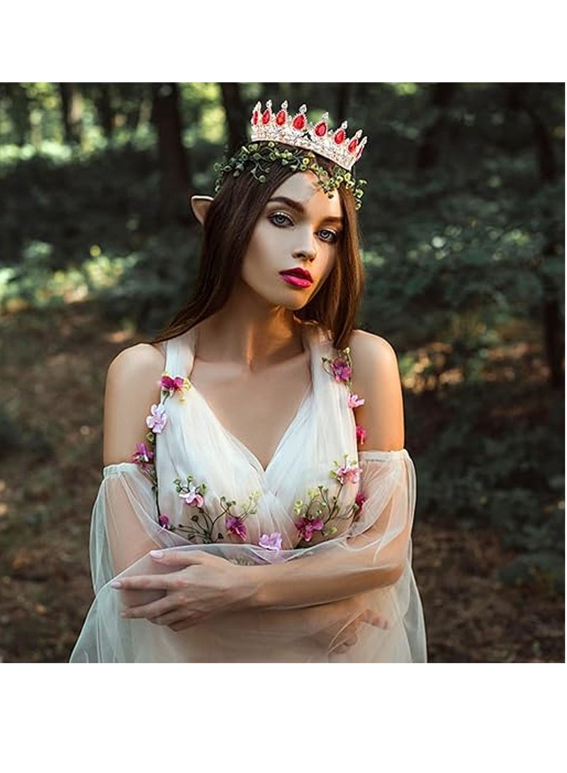 SOLARAE King and Queen Crown Set, Prom King Crowns for Men Royal Crown with Red Rhinestone Crystal Crowns For Women Princess Crown Tiara Costume Headwear for Wedding Prom Birthday Party 2 Pieces - Image 5