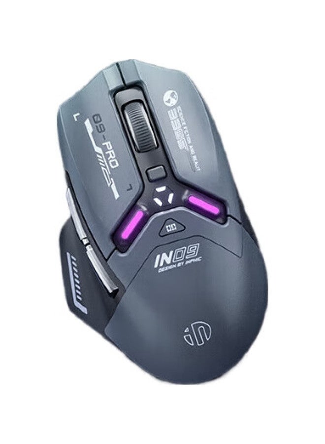 inphic In9Pro Wireless Gaming Mouse, Wired Bluetooth Tri-Mode, Paw3395, E-Sports, 26000Dpi/8K Polling Rate/1 Billion Micro-Actions/Rgb Lighting Effects, Black And Gray - Image 2